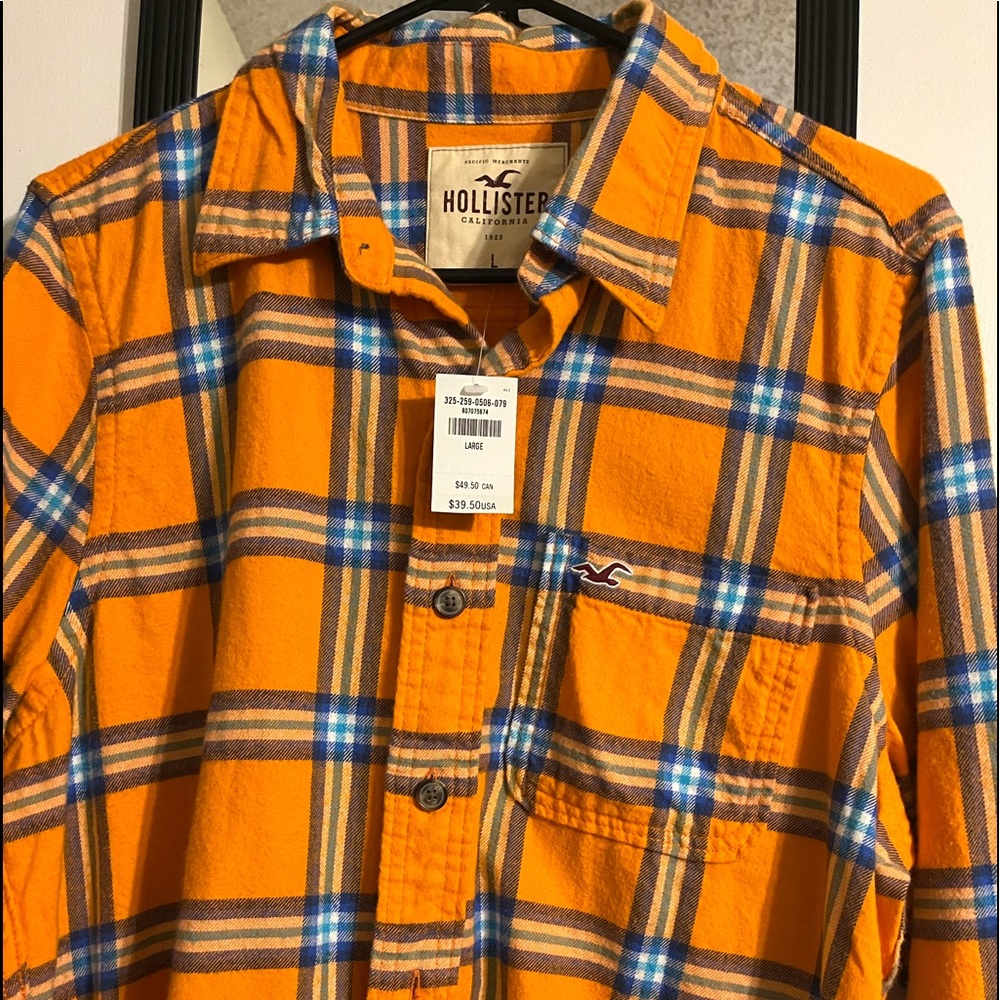 Hollister long sleeves flannel men shirt
